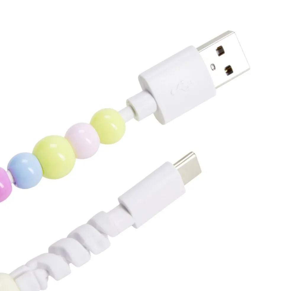 Câble de charge USB vers USB-C x2 fil perles plastique 1m