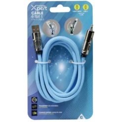 Câble lumineux lightning USB USBC 4en1 RGB 1,2m (4 modèles)