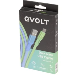 Câble USB-A vers USB-C charge rapide bicolore vert et bleu 2m