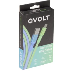 Câble USB-A vers USB-C charge rapide bicolore vert et bleu 2m
