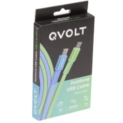 Câble USB-C vers USB-C charge rapide bicolore vert et bleu 2m