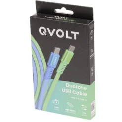 Câble USB-C vers USB-C charge rapide bicolore vert et bleu 2m