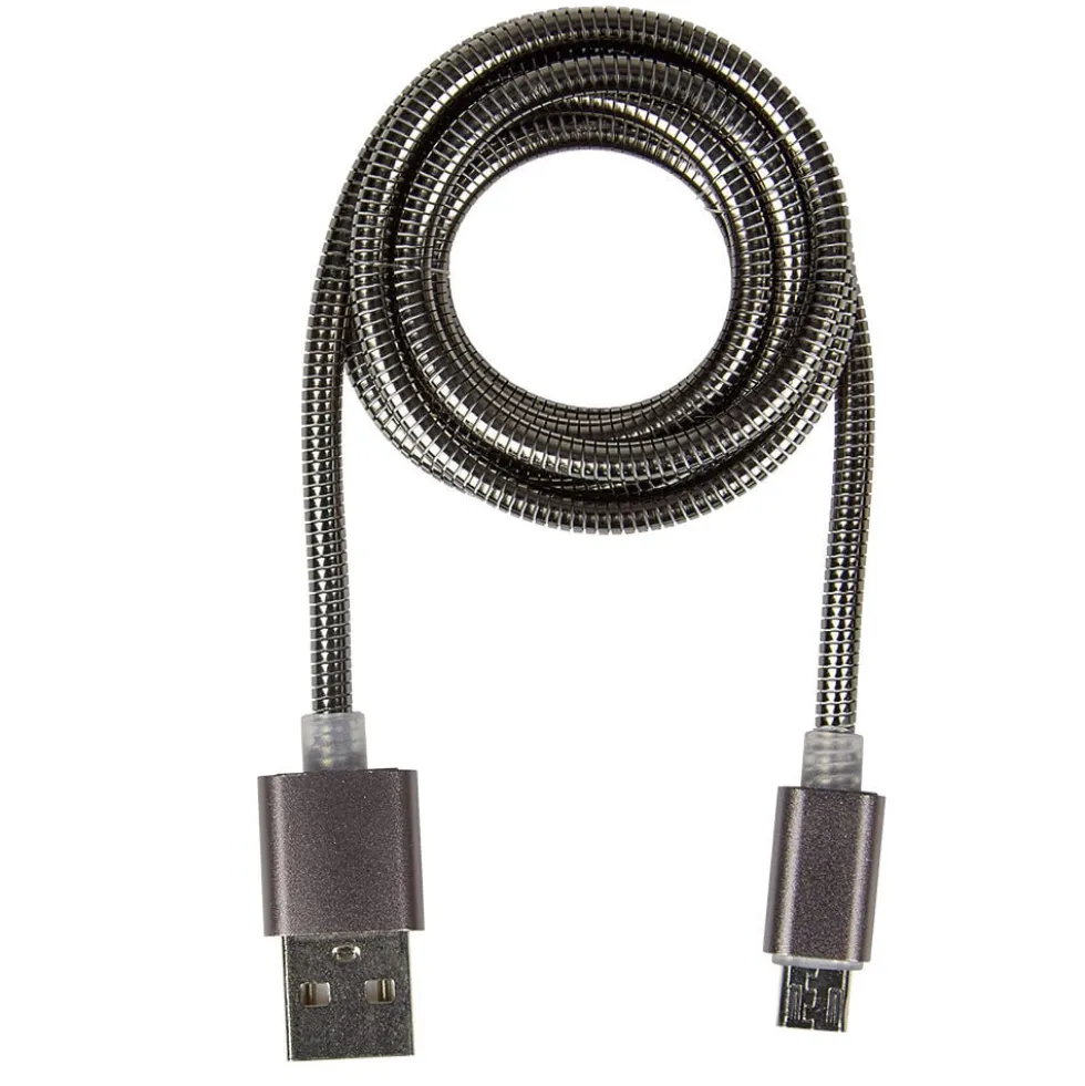 Câble USB vers micro USB métal Noir charge rapide