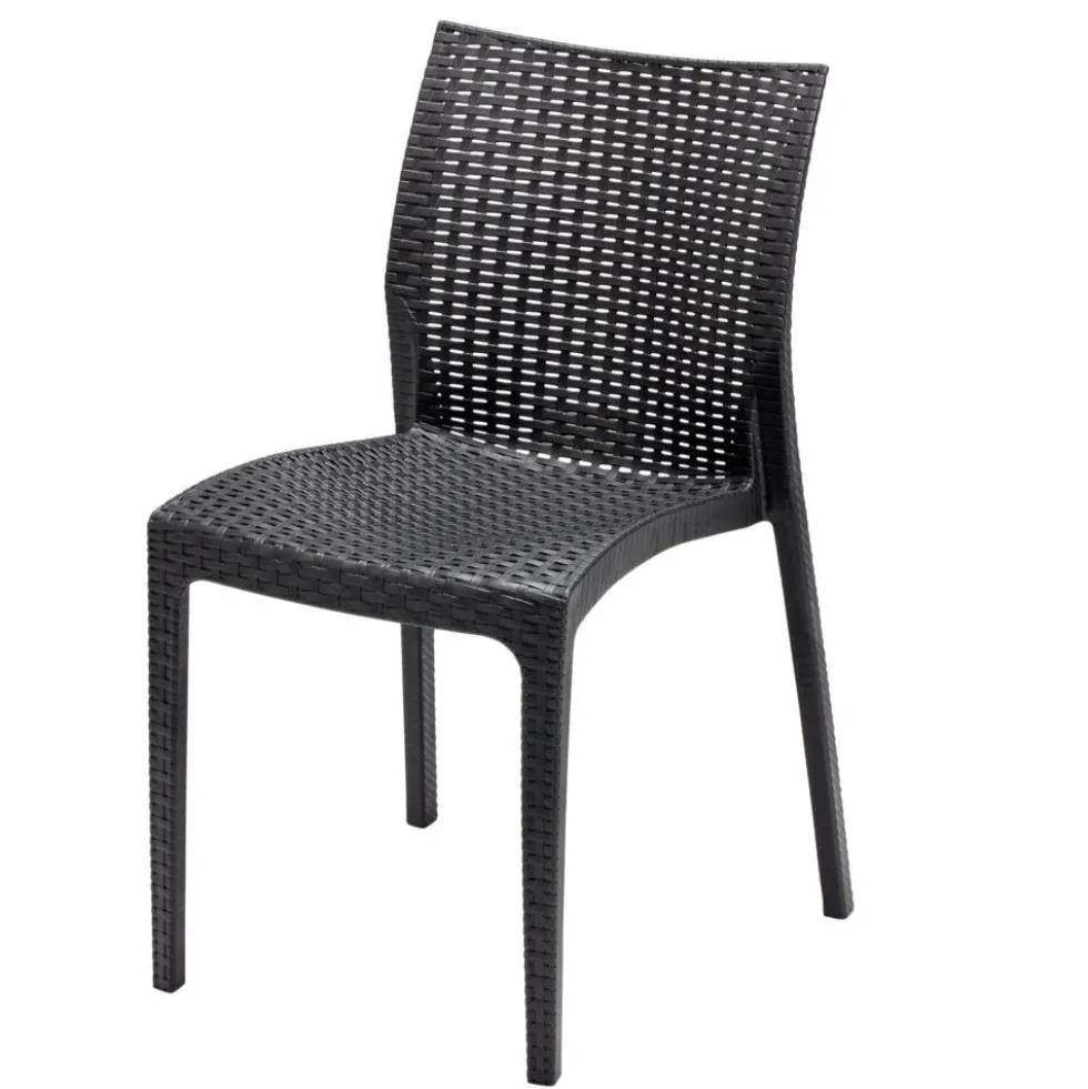 Chaise de jardin basse Sydney plastique gris anthracite 52x48xH81cm