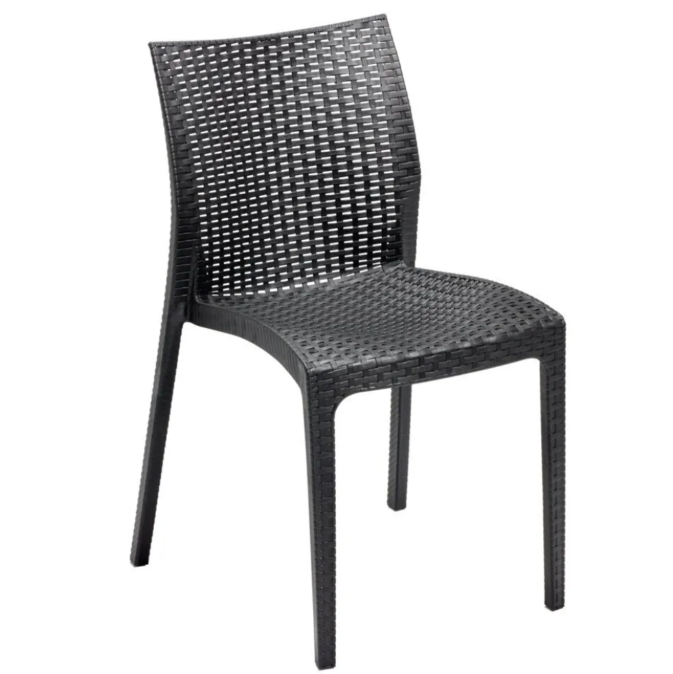 Chaise de jardin basse Sydney plastique gris anthracite 52x48xH81cm