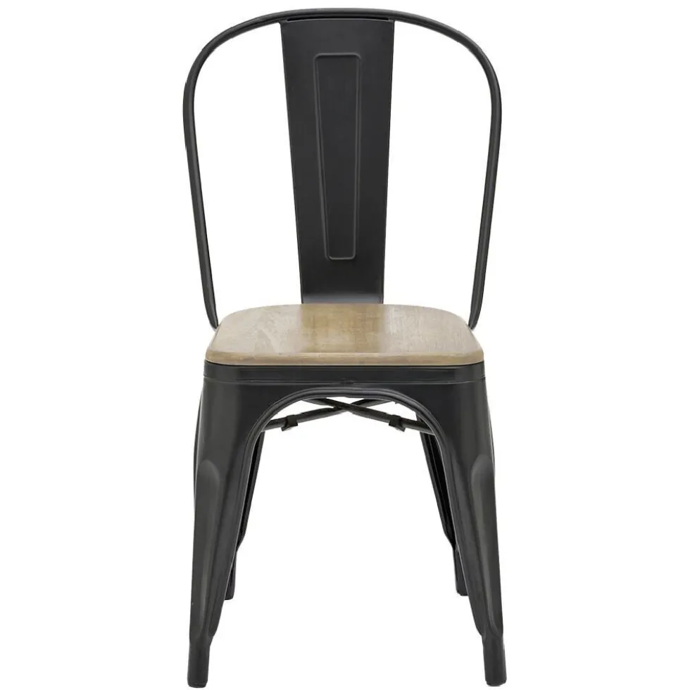 Chaise de jardin Fabrik acacia naturel et métal noir 51,5x44xH82,5 cm