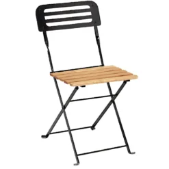 Chaise de jardin pliante Bali métal noir et bois brun 39xP48xH78cm
