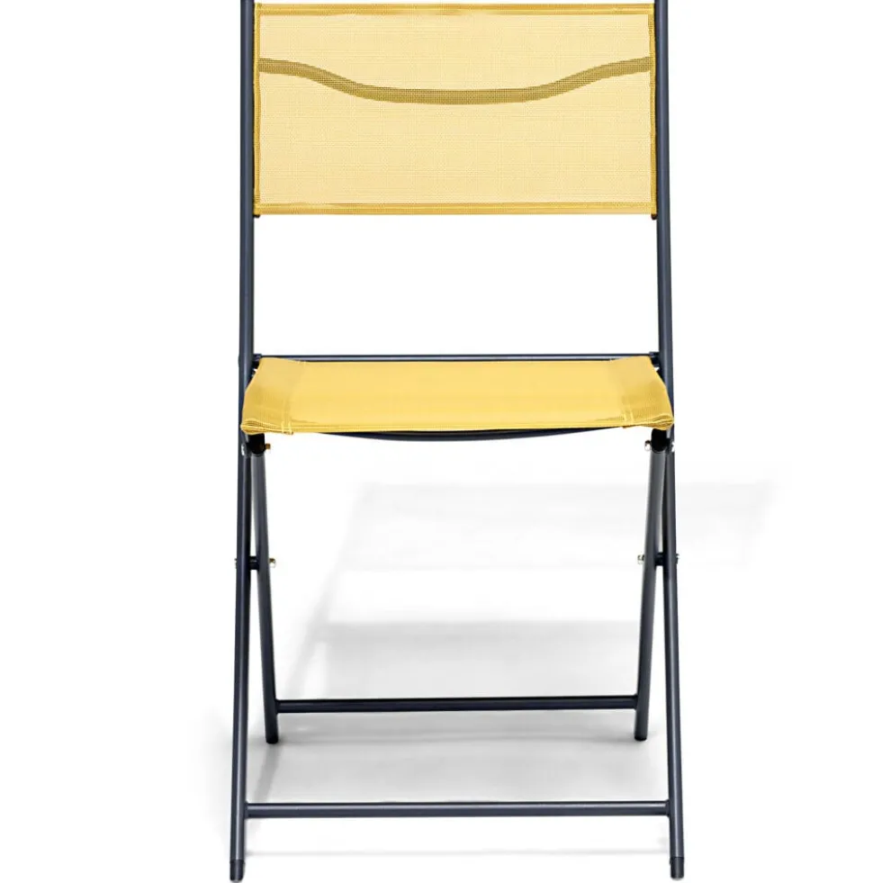 Chaise de jardin pliante London métal textilène jaune 51xP45xH81cm