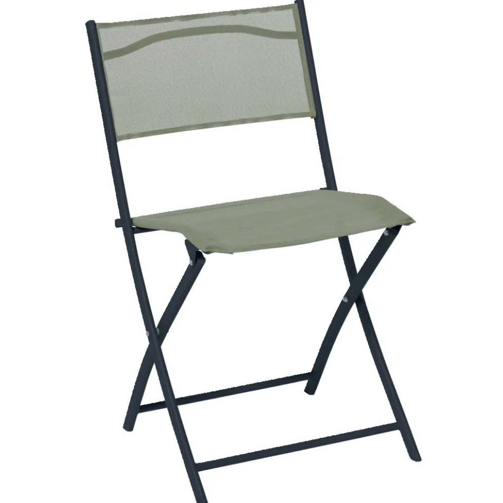 Chaise de jardin pliante London métal textilène vert 45x50xH81cm