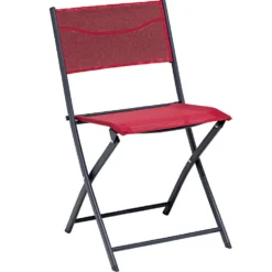 Chaise de jardin pliante Oslow acier et textilène rouge 51xP45xH81cm