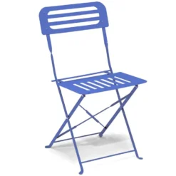 Chaise de jardin pliante Rio acier bleu 41xP46xH81cm