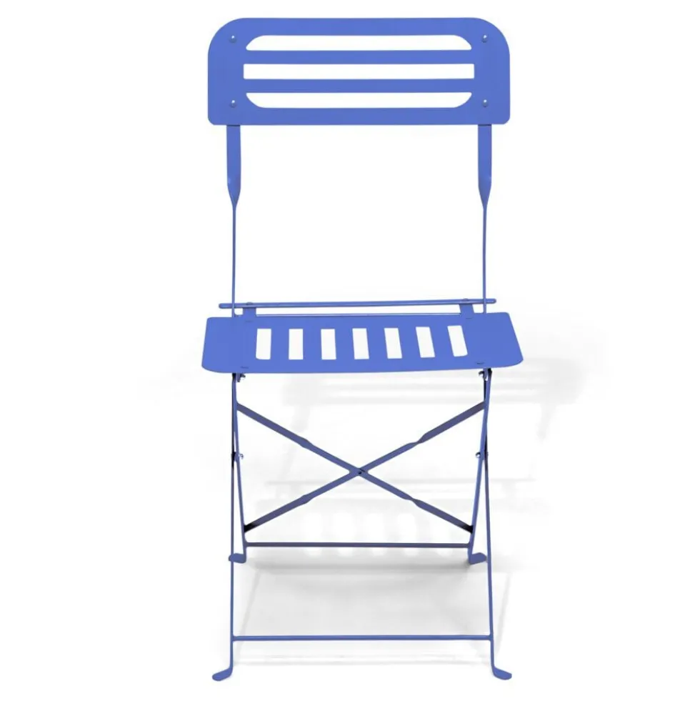 Chaise de jardin pliante Rio acier bleu 41xP46xH81cm