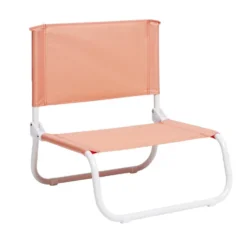 Chaise de plage acier et textilène rouge corail 44x42xH48cm