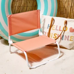 Chaise de plage acier et textilène rouge corail 44x42xH48cm