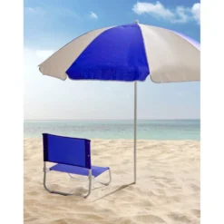 Chaise de plage acier et textilène bleu 44x42xH48cm