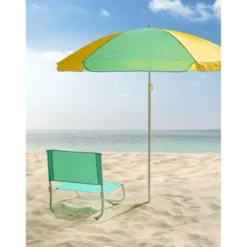 Chaise de plage acier et textilène vert menthe 44x42xH48cm