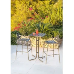Chaise haute d'extérieur Fun métal gris 59x58xH105cm
