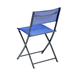 Chaise pliante Oslow métal et textilène bleu 51x45xH81cm