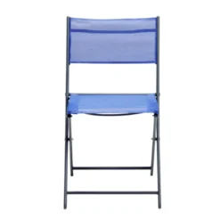 Chaise pliante Oslow métal et textilène bleu 51x45xH81cm