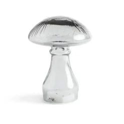 Champignon décoratif en verre gris avec LED Ø12xH18cm