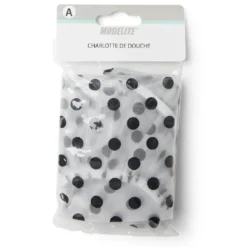 Charlotte de douche à pois plastique blanc et noir