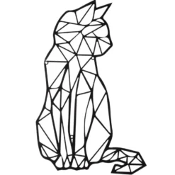 Chat design origami déco murale métal noir L24xH41cm