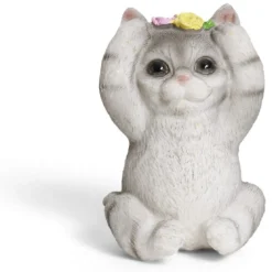 Chaton décoratif plastique gris - 2 modèles
