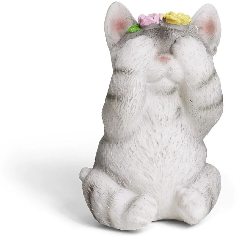 Chaton décoratif plastique gris - 2 modèles
