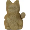 Chat porte-bonheur velours vert 11xH15x9cm