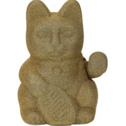 Chat porte-bonheur velours vert 11xH15x9cm