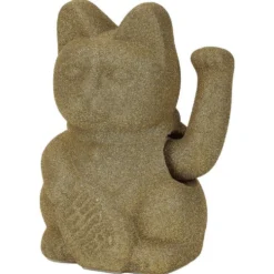 Chat porte-bonheur velours vert 11xH15x9cm