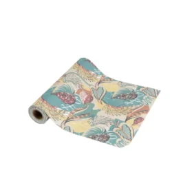 Chemin de table design feuille polyester et coton 400x28cm