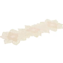 Chemin de table design fleur ajouré doré 35x90cm