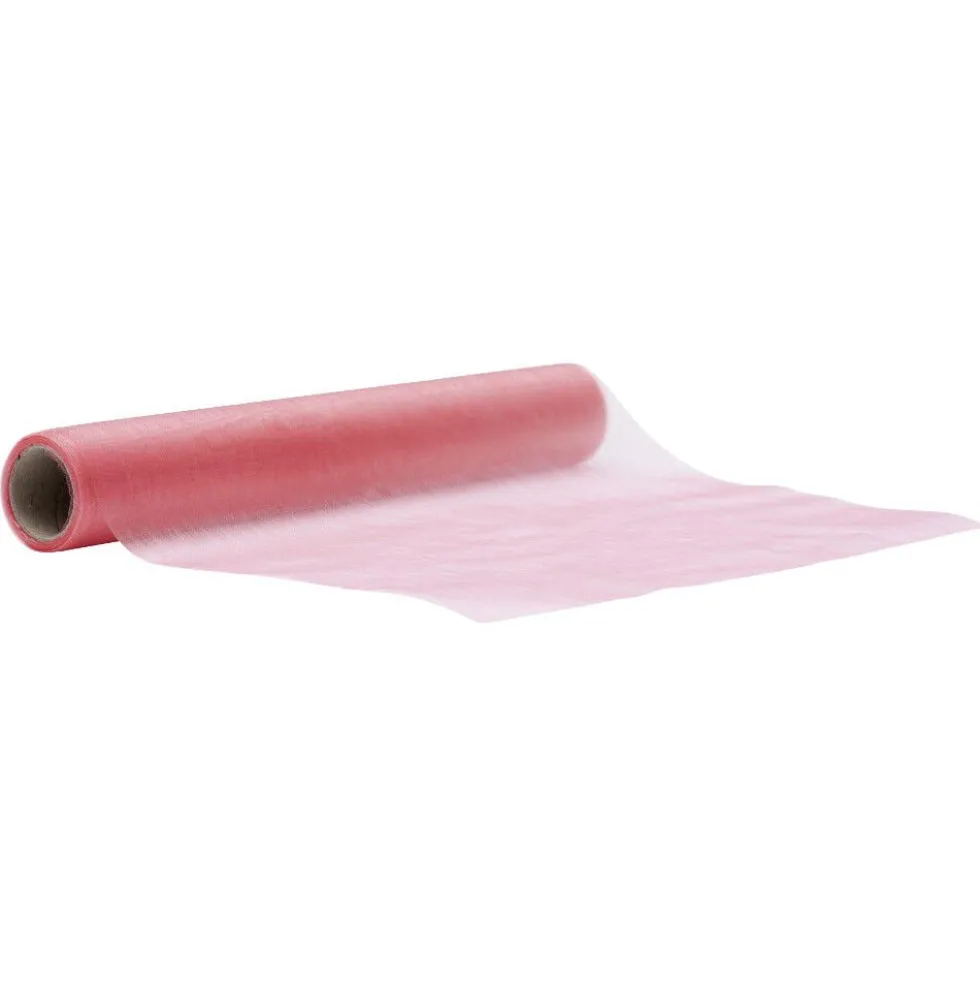 Chemin de table en nylon organza rouge