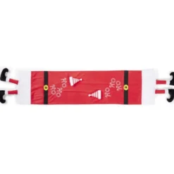Chemin de table tissu velours rouge effet pieds de Père Noël 34x136cm