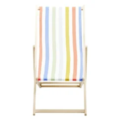 Chilienne agrafée Wood motif bayadère coton et bois 96x56xH96cm