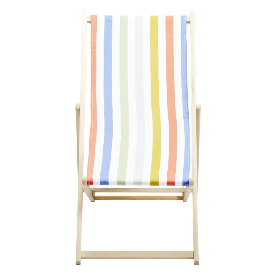 Chilienne agrafée Wood motif bayadère coton et bois 96x56xH96cm