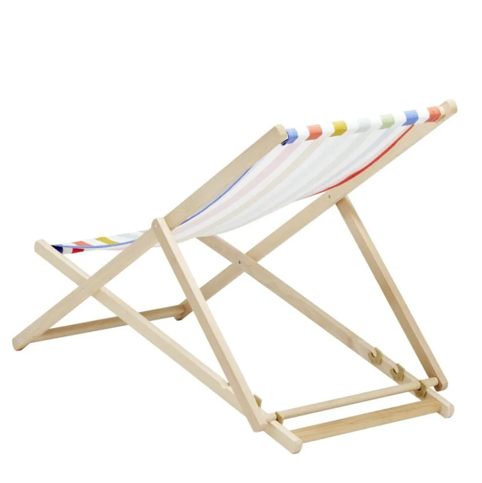 Chilienne agrafée Wood motif bayadère coton et bois 96x56xH96cm