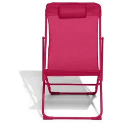 Chilienne Garden pliante avec têtière textilène rouge 56x82xH76/90cm