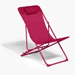 Chilienne Garden pliante avec têtière textilène rouge 56x82xH76/90cm