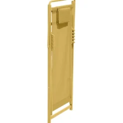 Chilienne Oxford pliante avec têtière textilène jaune 61x100xH92cm