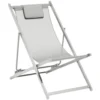 Chilienne Oxford pliante avec têtière aluminium et textilène gris 100x61xH92cm