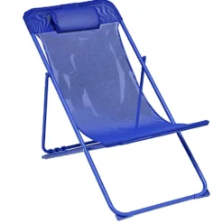 Chilienne pliante Garden acier et textilène bleu 82x56xH90cm