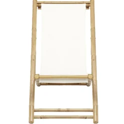 Chilienne pliante Laos bambou et tissu beige 121x60xH67cm