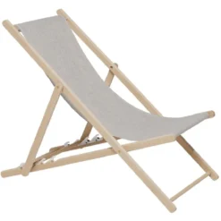 Chilienne Wood hêtre et tissu coton beige uni 96x56xH96cm