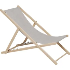 Chilienne Wood hêtre et tissu coton beige uni 96x56xH96cm