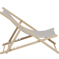 Chilienne Wood hêtre et tissu coton beige uni 96x56xH96cm
