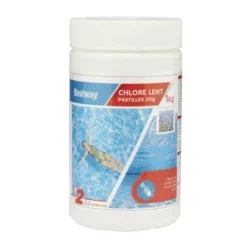 Chlore lent piscine 1kg pastille 20gr