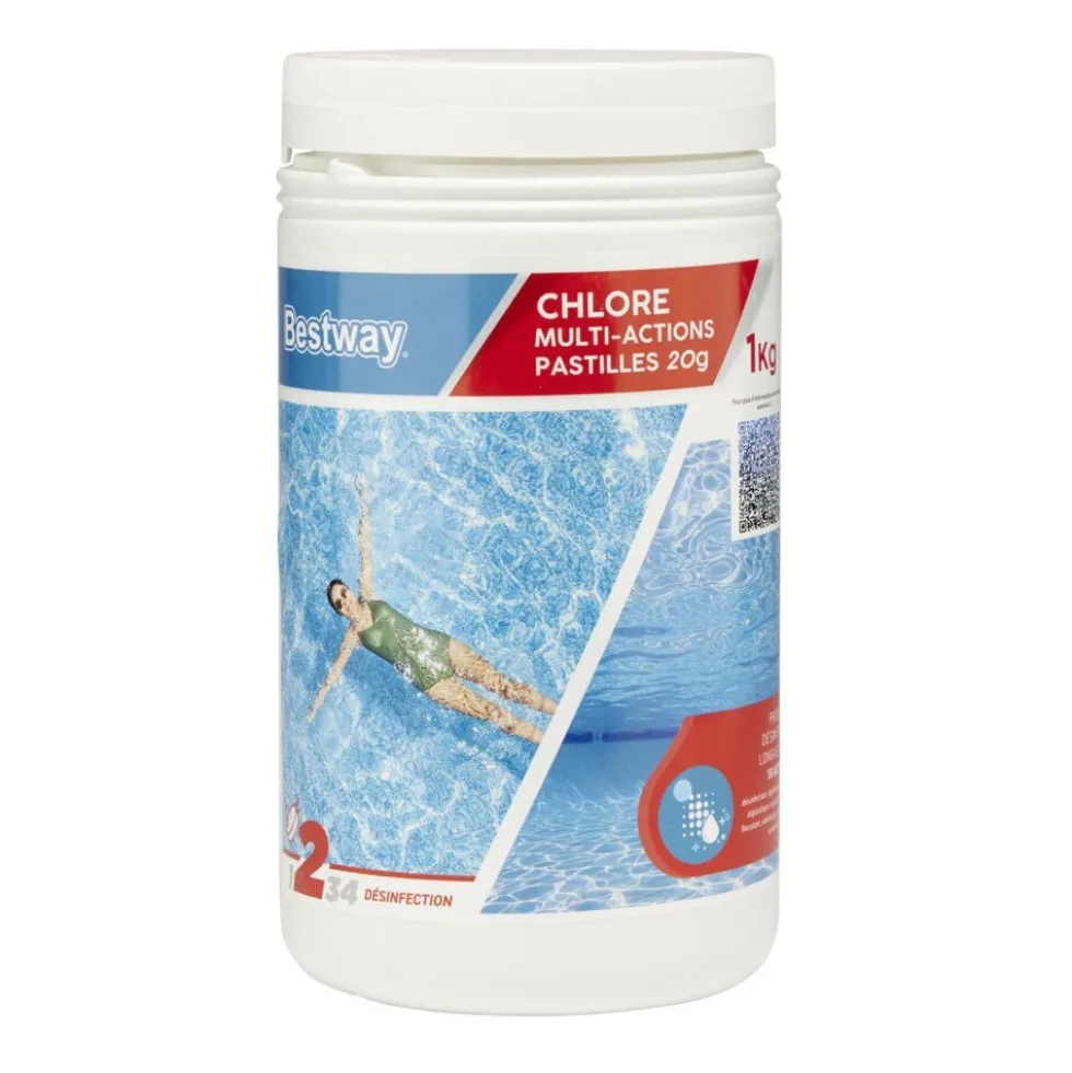 Chlore multiactions piscine 1kg pastille 20gr