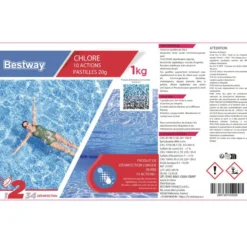 Chlore multiactions piscine 1kg pastille 20gr